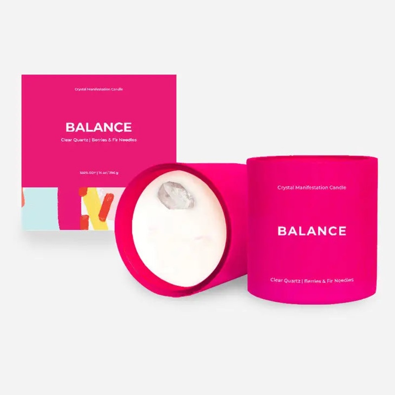 Balance Crystal Manifestation Candle - Berries & Fir Needle