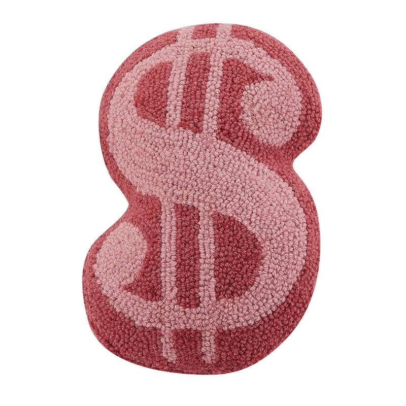 Dollar Sign Shaped Hook Pillow