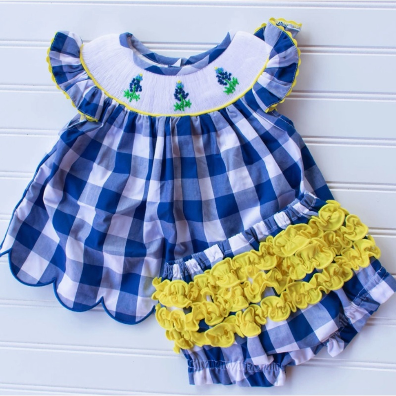 Girls Bluebonnet Diaper Set