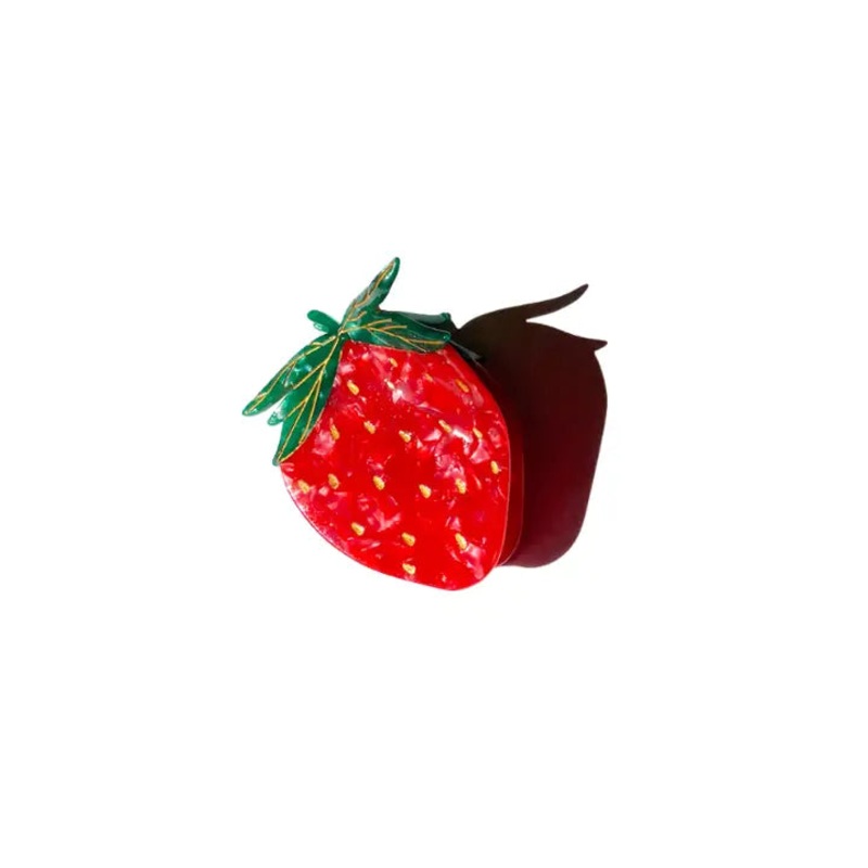 Hand-Painted Strawberry Fruit Claw Hair Clip