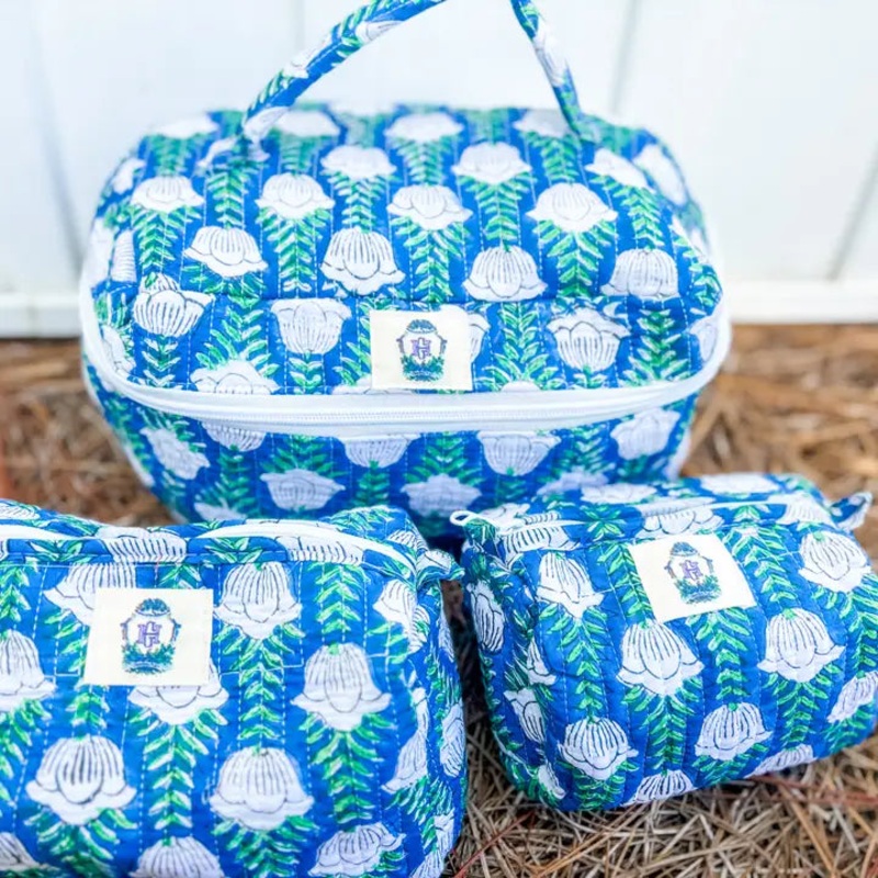 Blue Skies Quilted Cosmetic Bag SMALL ONLY