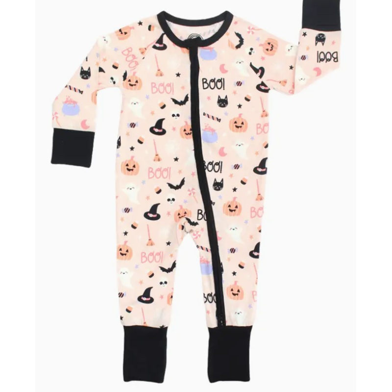 Halloween Sweet and Spooky Girls Glow in the Dark Pajamas Bamboo Baby Convertible Sleeper