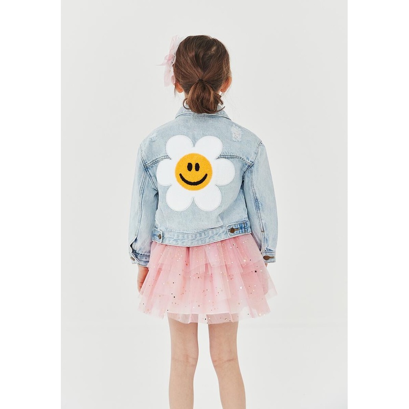Patched Denim Jacket -White Daisy