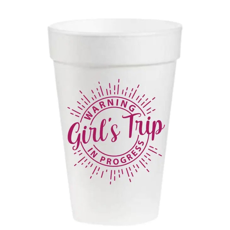 Warning Girl's Trip in Progress - 16oz Styrofoam Cups