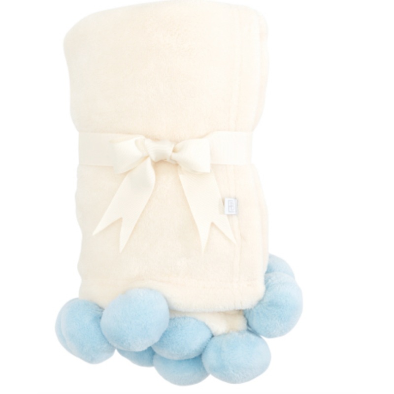 Blanket blue Poms
