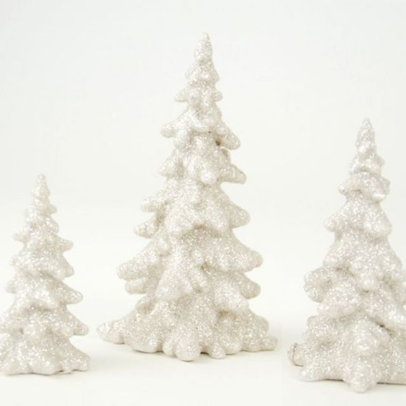 Champagne Glitter Trees - White