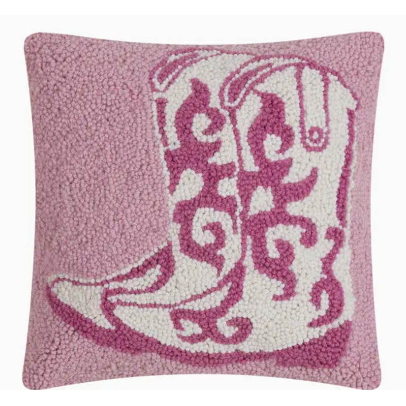 Pink Cowboy Boots Hook Pillow