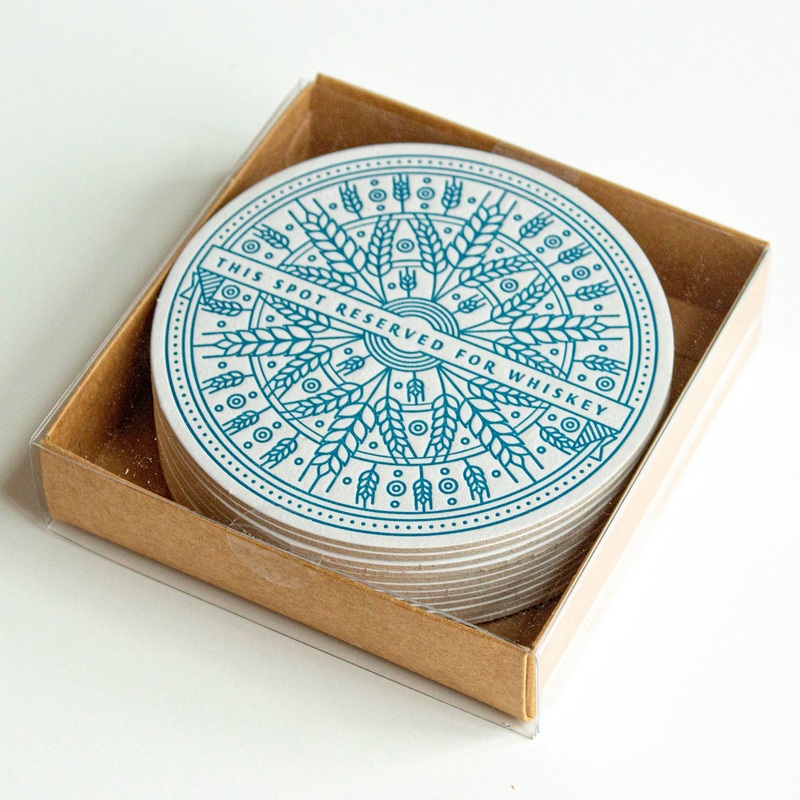 Reserved for Whiskey Letterpress Coasters