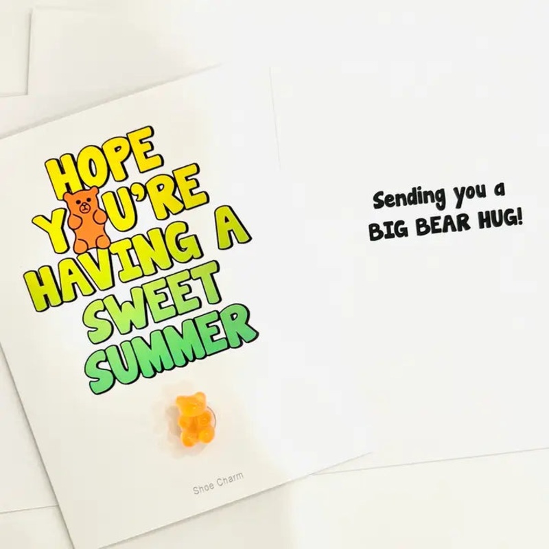 Sweetest Summer Camp Greeting Card W/Gummy Bear Shoe Charm