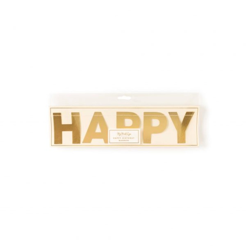 Basic Gold Happy Birthday Banner