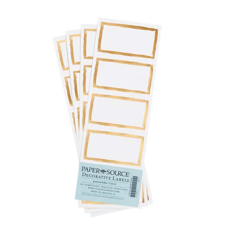Gold Foil Brush Border Labels