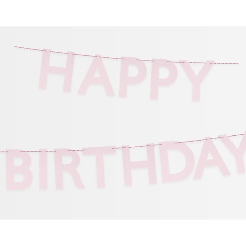 Pink Happy Birthday Scalloped Garland