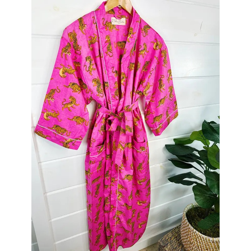 Tiger Print Kimono Robe Cover-Up Duster