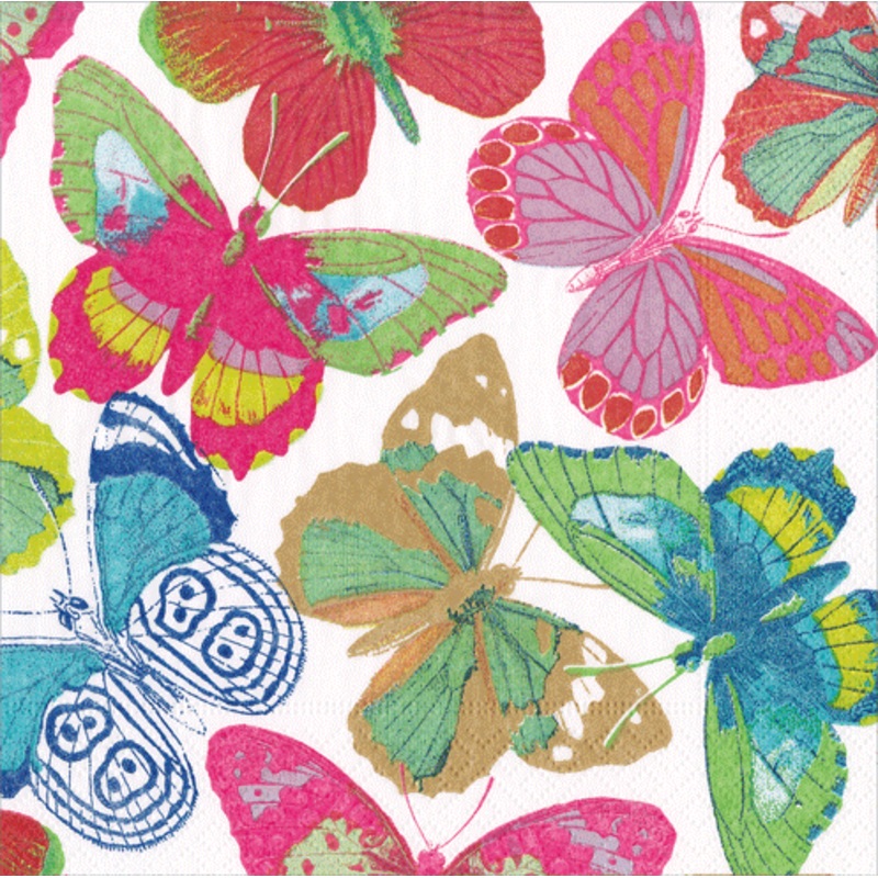 Butterflies Bright Napkin Cocktail