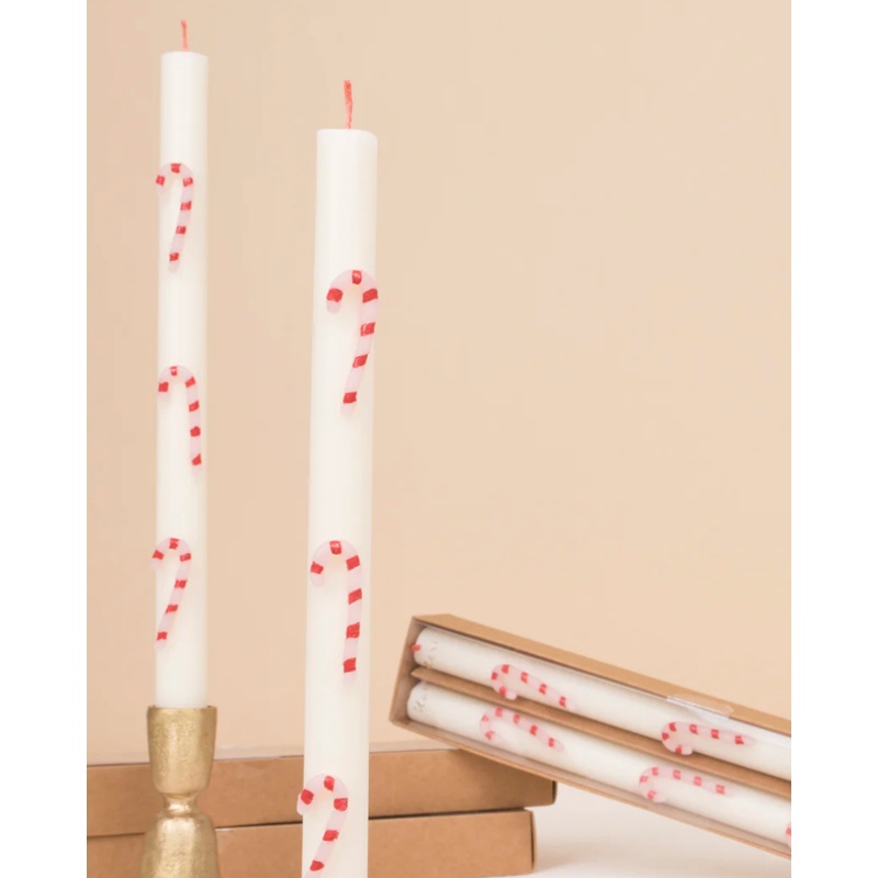 Candy Cane Taper Candles