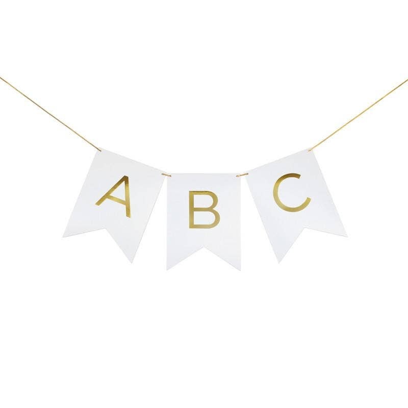 Gold Foil White Custom Letter Banner