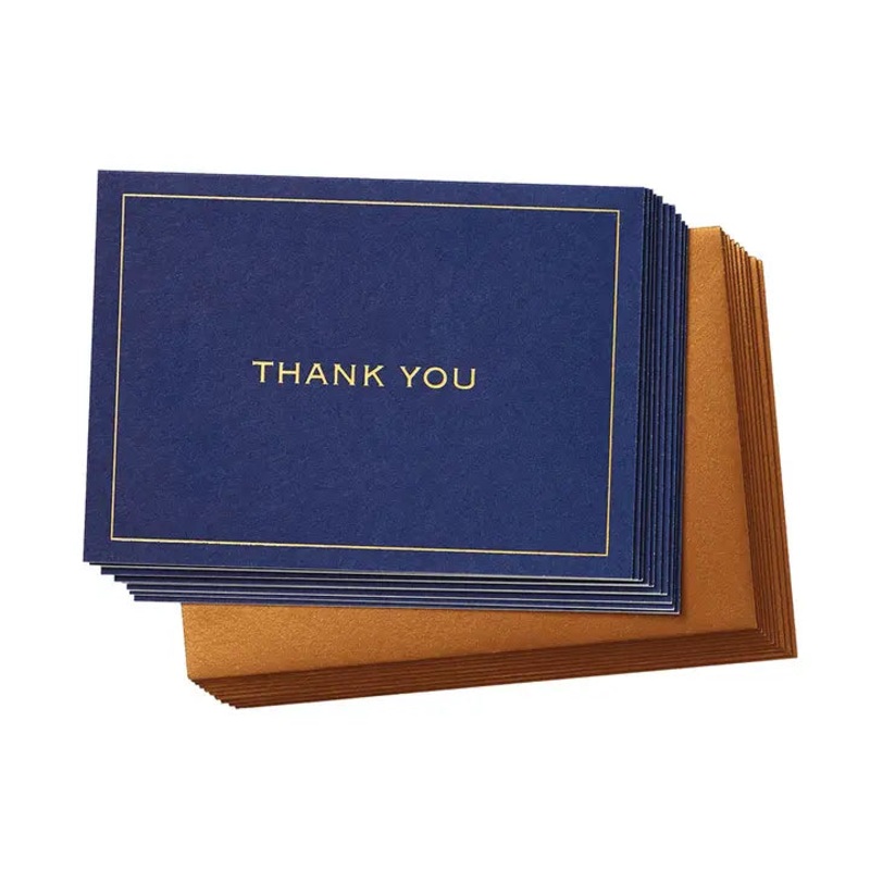 Navy Foil Line Thank You Card Set