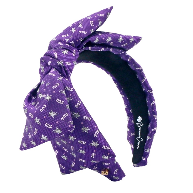 Purple Woven Tcu Side Bow Headband