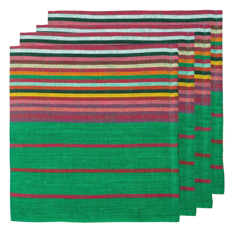 Belgian Linen Multi Stripes "Stem" Napkins 20x20 - Set of 4