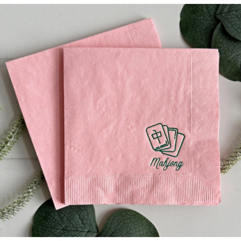 Blush Pink Mahjong Tile Cocktail Napkins | Set of 16