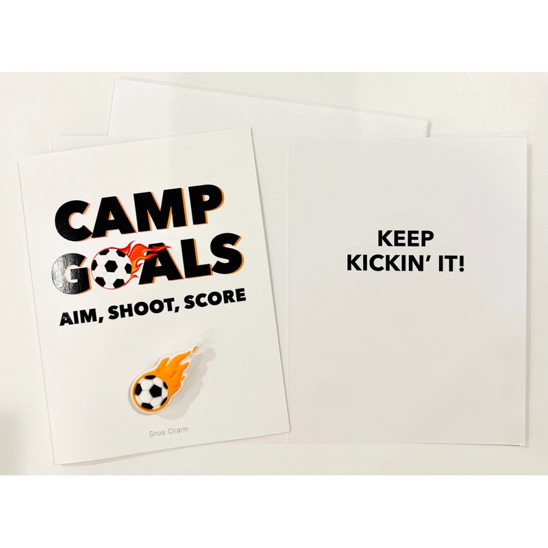 Camp Goals! Greeting Card with Soccer Ball Shoe Charm