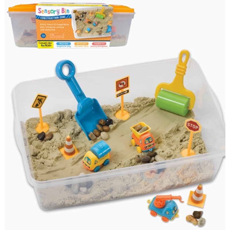 Construction Zone Activity Bin For Kids Sensory Bin