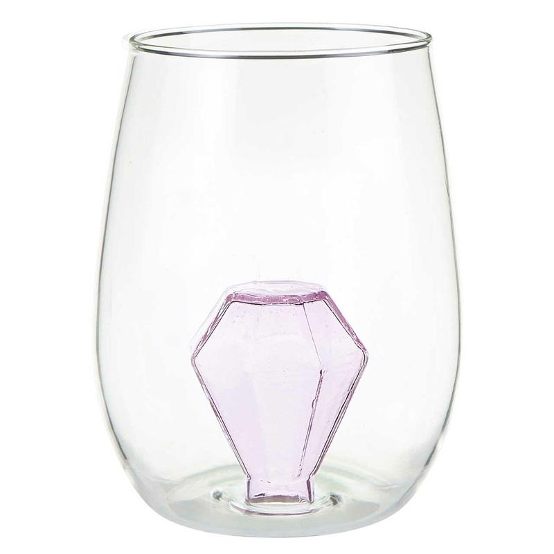 Diamond Stemless Wine Glass with Diamond Figurine