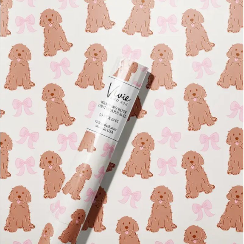 Goldendoodles and Bows Wrapping Paper Roll