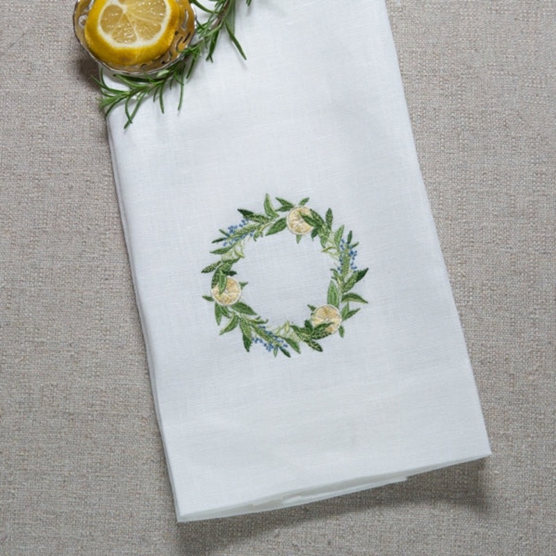 Lemon Wreath Linen Towel