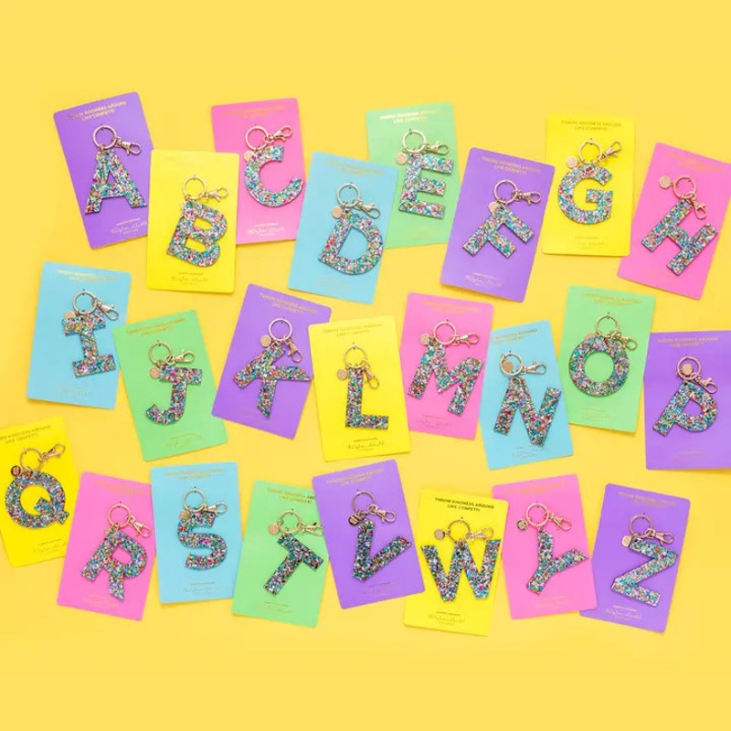 Letter Colorful Confetti Keychain