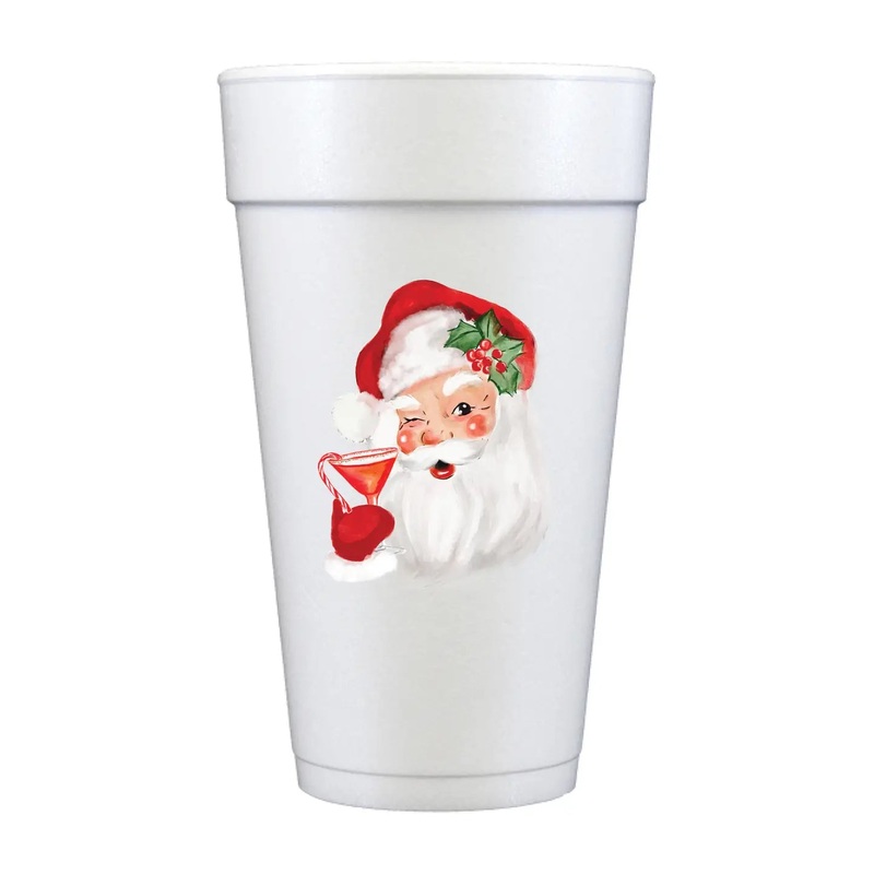 Merry Santa Martini Full Color Foam Cups - Christmas