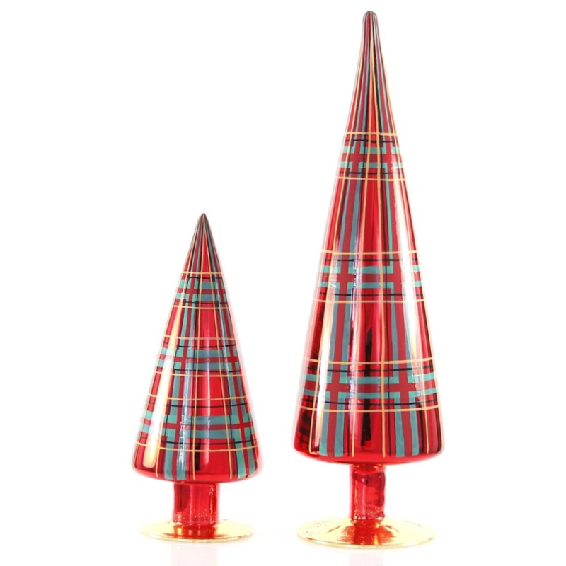 Patterned Plaid Red Trees