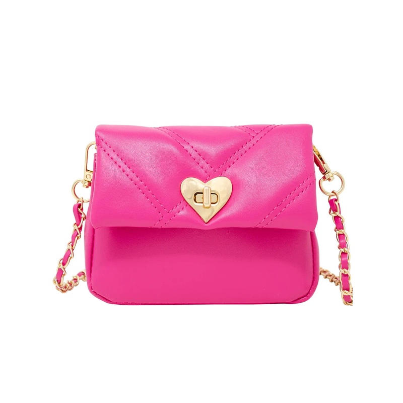 Quilted Soft Heart Lock Purse
