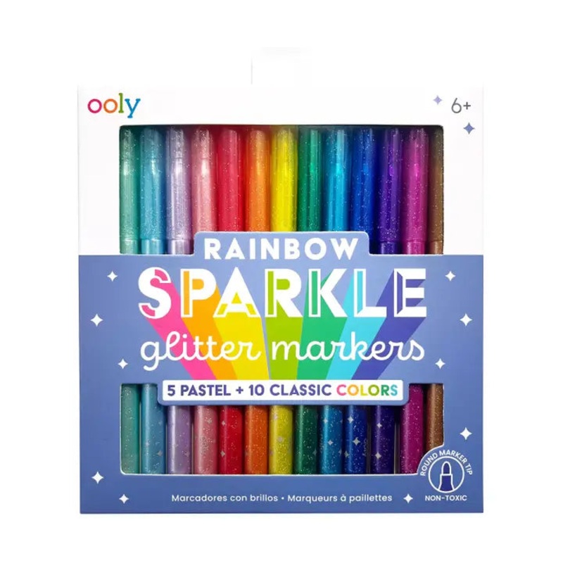 Rainbow Sparkle Glitter Markers set of 15