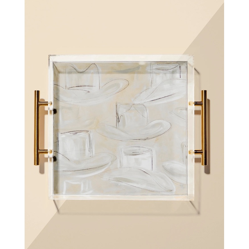 Wrangler Acrylic Tray with Gold Handles