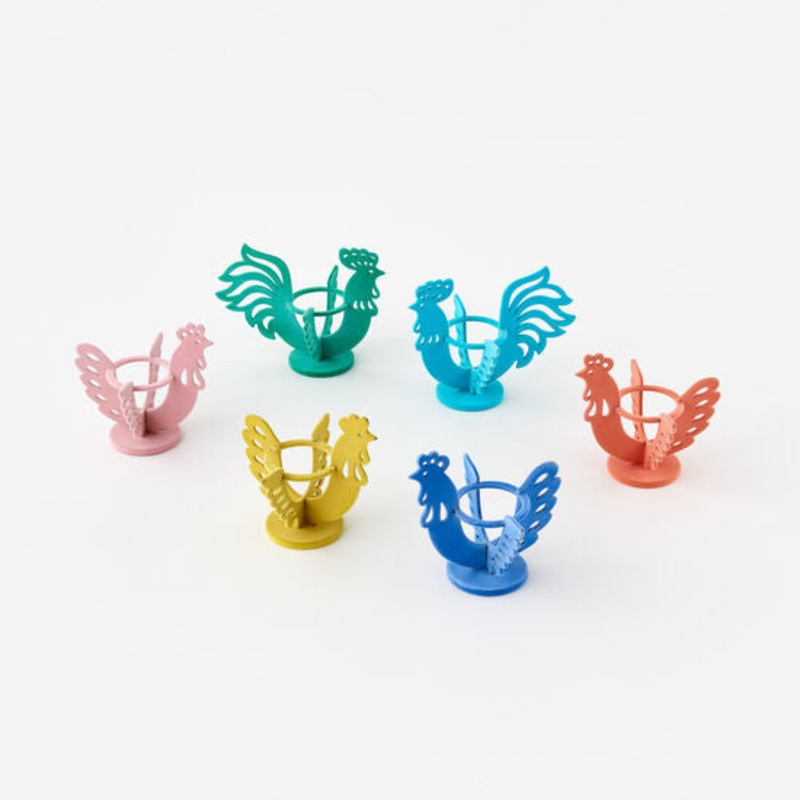 Flocked Rooster Egg Cup