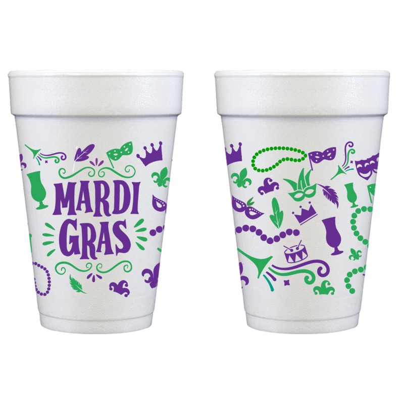 Mardi Gras - Mask Wrap - Styrofoam Cup (10 Ct Bag)