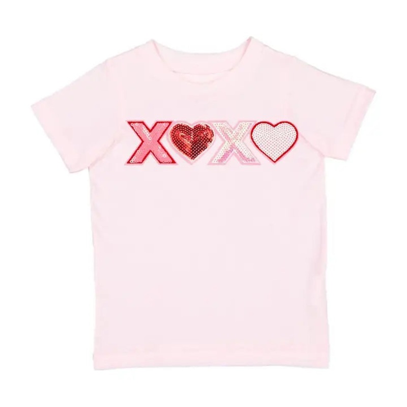 Xoxo Sequin Patch Valentine's Day Short Sleeve T-Shirt