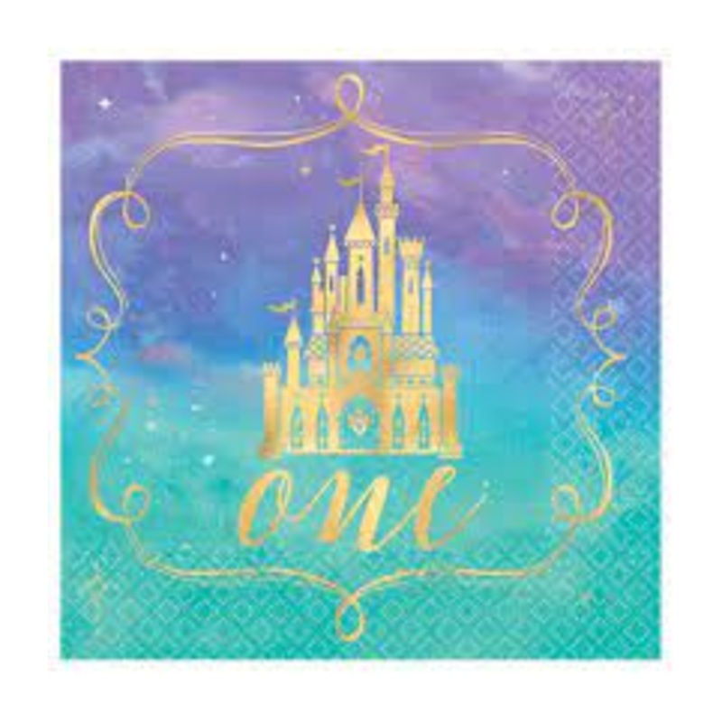 Disney Princess Once Upon A Time 1st Birthday Beverage Napkins 16ct