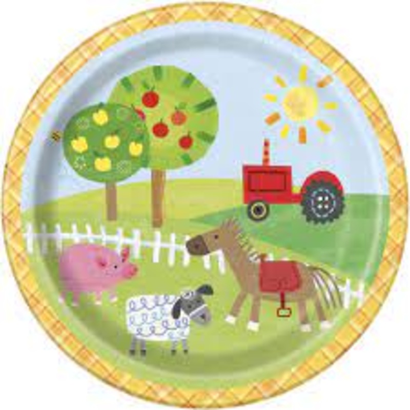 Farm Party Round Dessert Plates 7  8ct