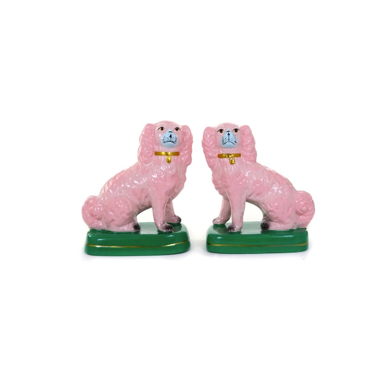 STAFFORDSHIRE PALE PINK DOGS 8" (Set of 2)