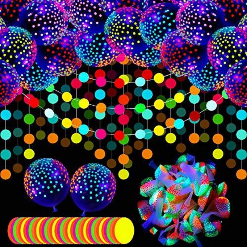 50 Pieces Neon Glow Balloons Glow in the Dark Supplies for Glow Neon Party