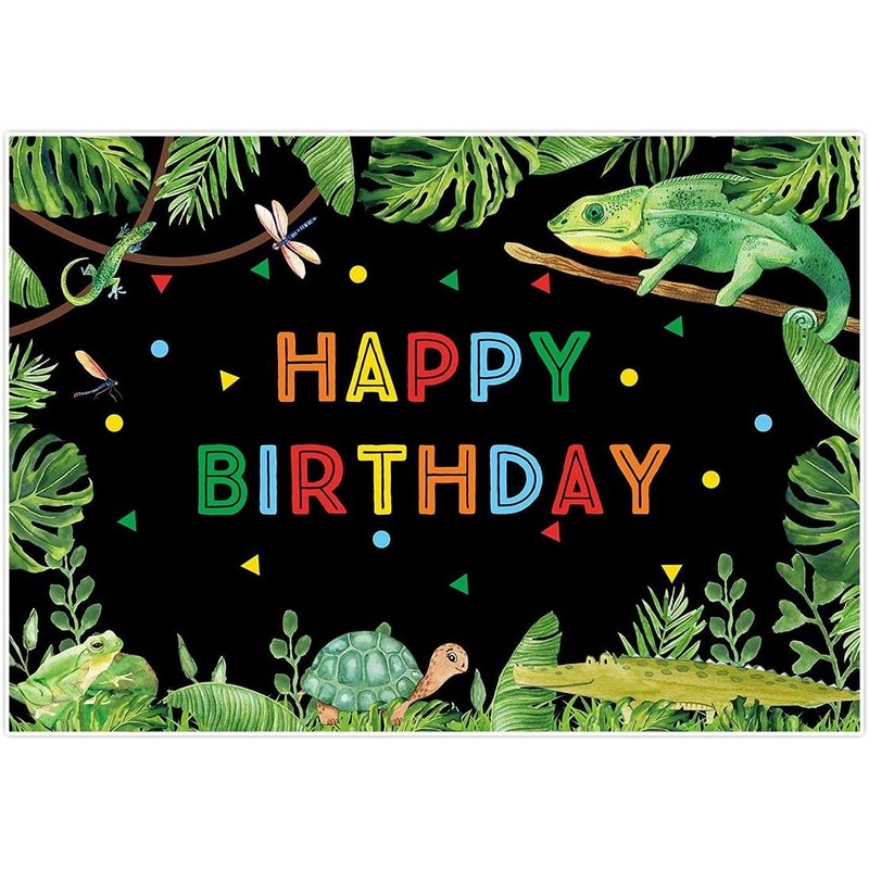 82" x 59" Reptile Swamp Birthday Backdrop Child Jungle Photography Background Wild One Party Banner