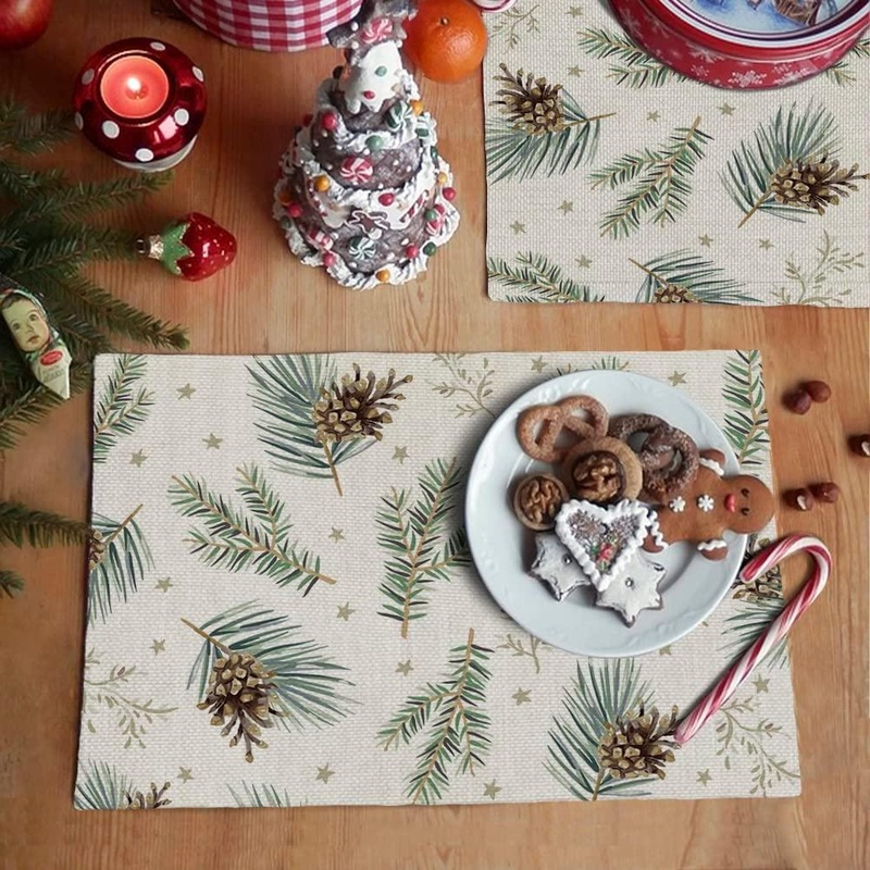 Christmas Decorations Pine Cones Placemats 18x12 Inches Seasonal Xmas Decor Farmhouse Indoor Vintage Theme