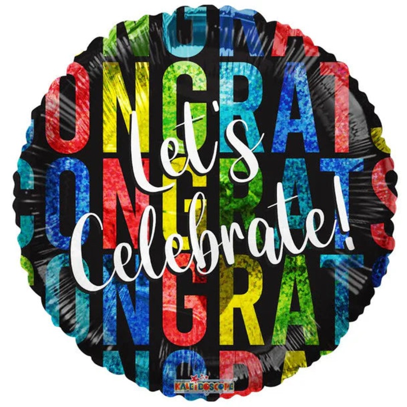ConverUSA 18" Let's Celebrate Holographic Balloon-Flat