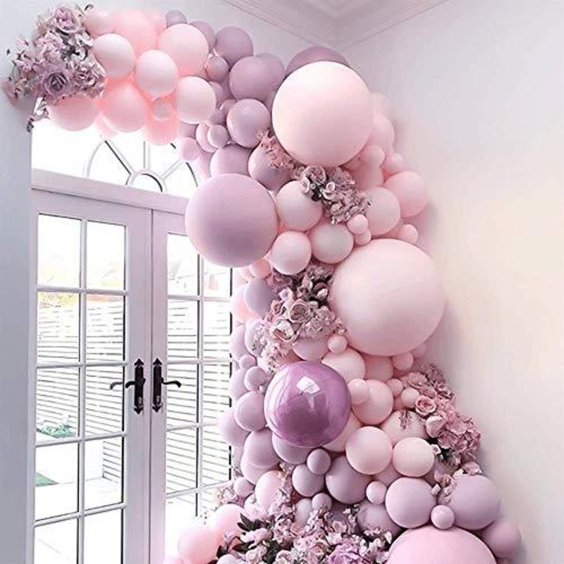 Macaron Pink Balloon Kit 136PCS 18In 12In 5In Macaron Rose Red Metallic Pink Balloon Arch Garland