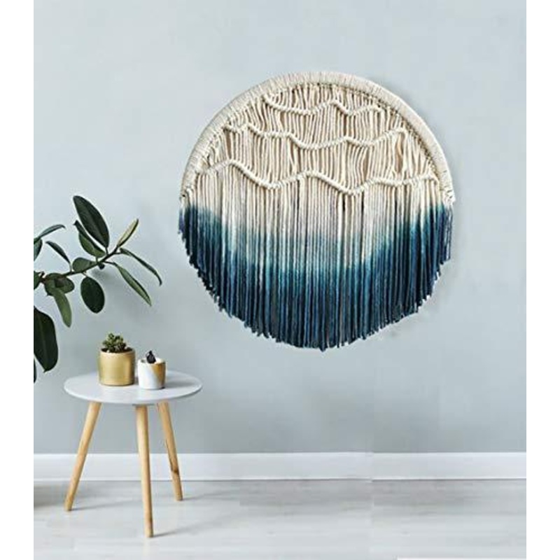 Macrame Wall Hanging Blue Macrame Wall Decor Large Living Room Home Wall Art