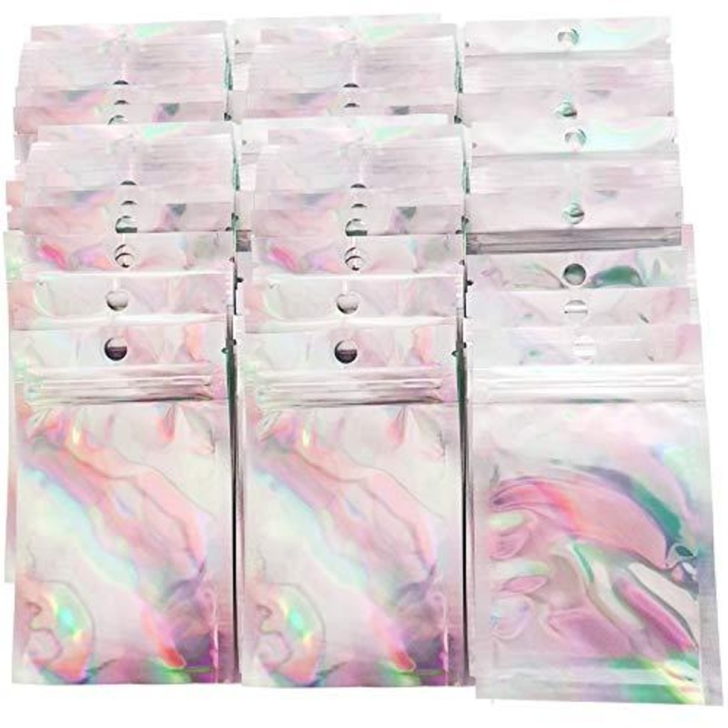 100PCS Resealable Smell Proof Bags Aluminum Foil Pouch Bag  Mylar Ziplock Bag for Party Favor