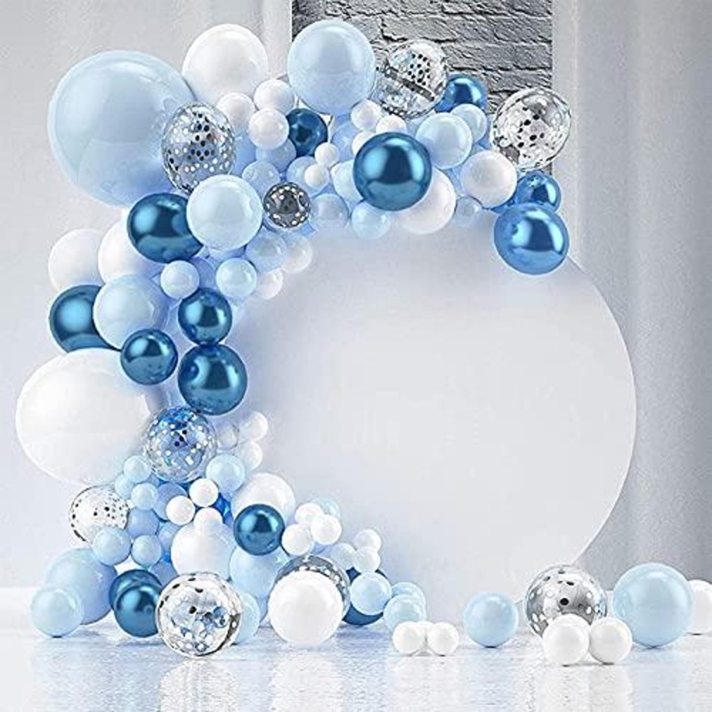 104pcs Party Balloon Arch kit Blue White Chrome Balloons Party Decoration Baby Show Birthday Wedding Pastel Balloon Decor