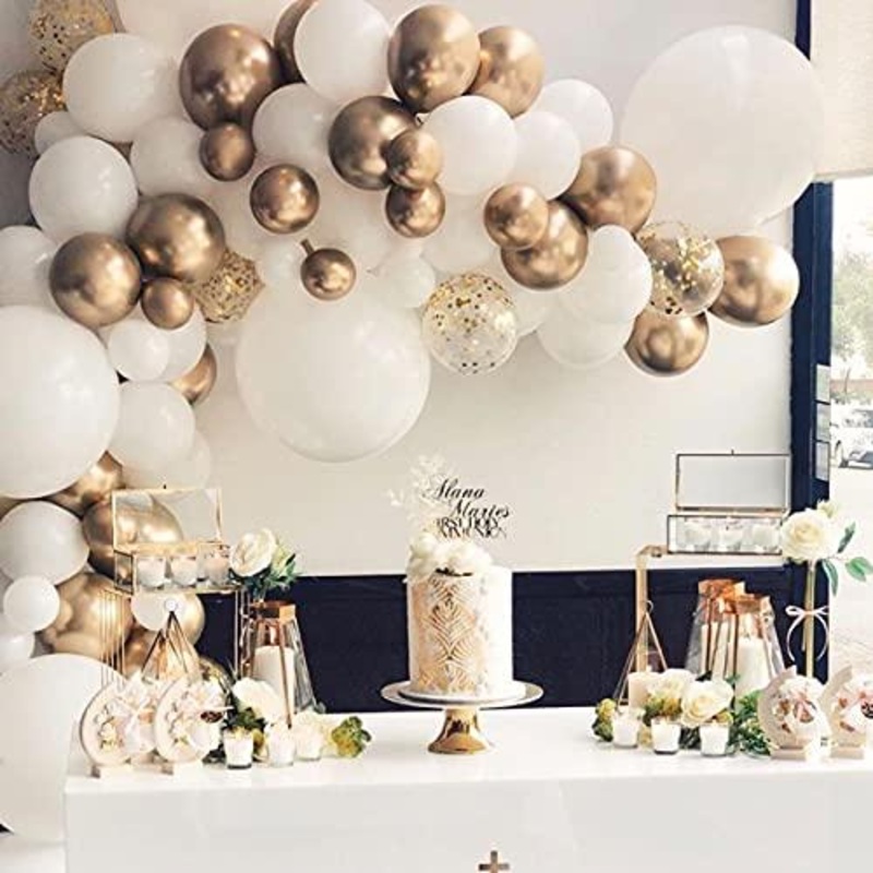 116 Pcs White and Gold Balloon Garland Arch Kit-Wedding Birthday Bachelorette Engagements Anniversary Party Backdrop DIY Decorations